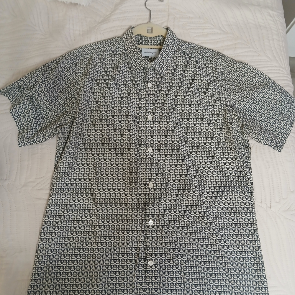 Salvatore Ferragamo Monogram Black and White Shirt